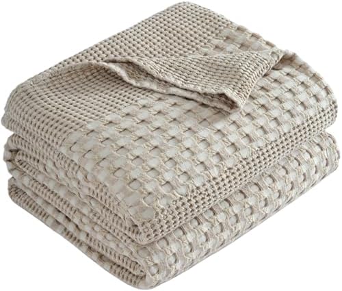 Cooling Waffle Throw Blanket, Cotton Bed Throws for Summer