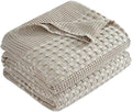 Cooling Waffle Throw Blanket, Cotton Bed Throws for Summer