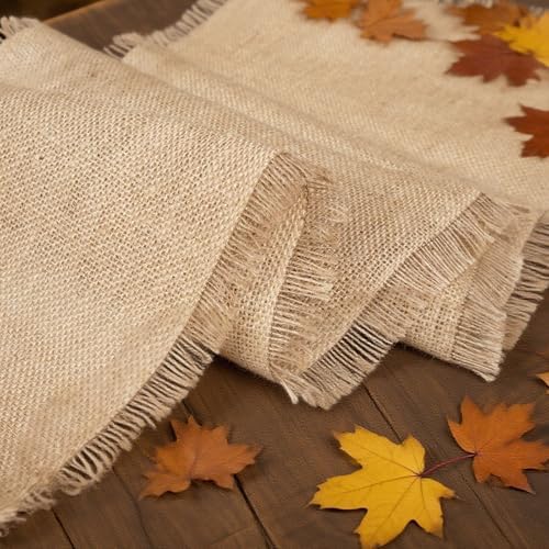 18 Pcs Burlap Table Runners Bulk 12 x 71 Inch Khaki Farmhouse Burlap