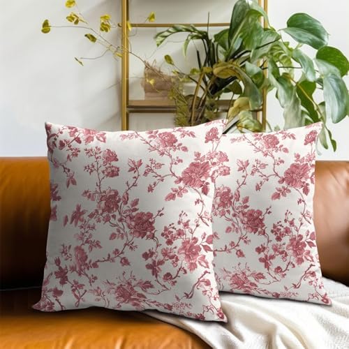 Dusty Rose Floral Pillow Covers 20x20 Inch Modern Neutral Dusty Rose