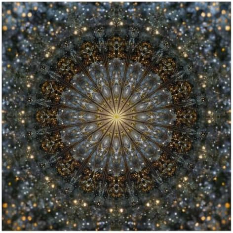 Gold Gray Mandala Pattern Square Tablecloth 52 x 52 Inch