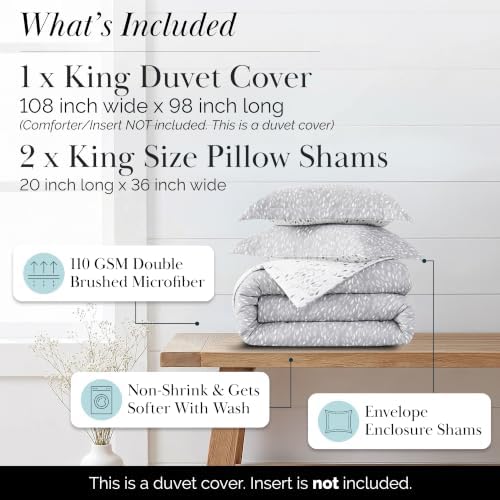 Reversible King/California King Duvet Cover Set Soft Botanical Leaves