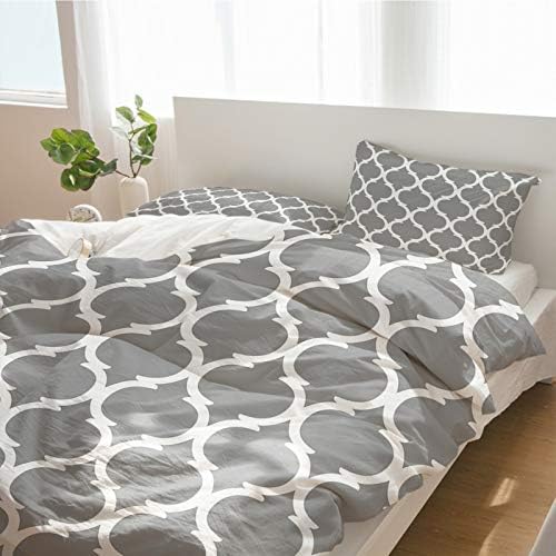 Duvet Cover Set Full, Rustic Morocco Lattice Pattern 3 Piece Bedding