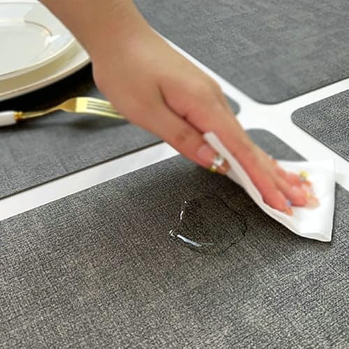 Dining Table Placemats Rectangle Set 4, 11.82 x 16.93 Inches Leather