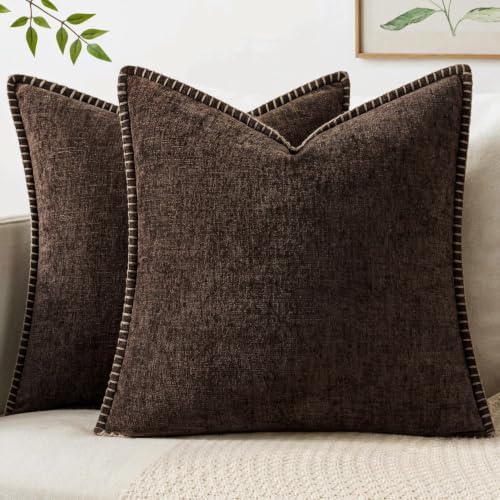 MIULEE Decorative Couch Throw Pillow Covers 20x20 Inch Dark Brown