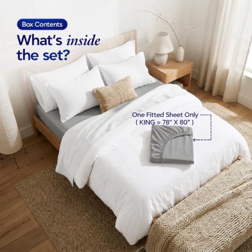 Egyptian Cotton King Fitted Sheet, Fits Upto 16" deep Pocket - Light
