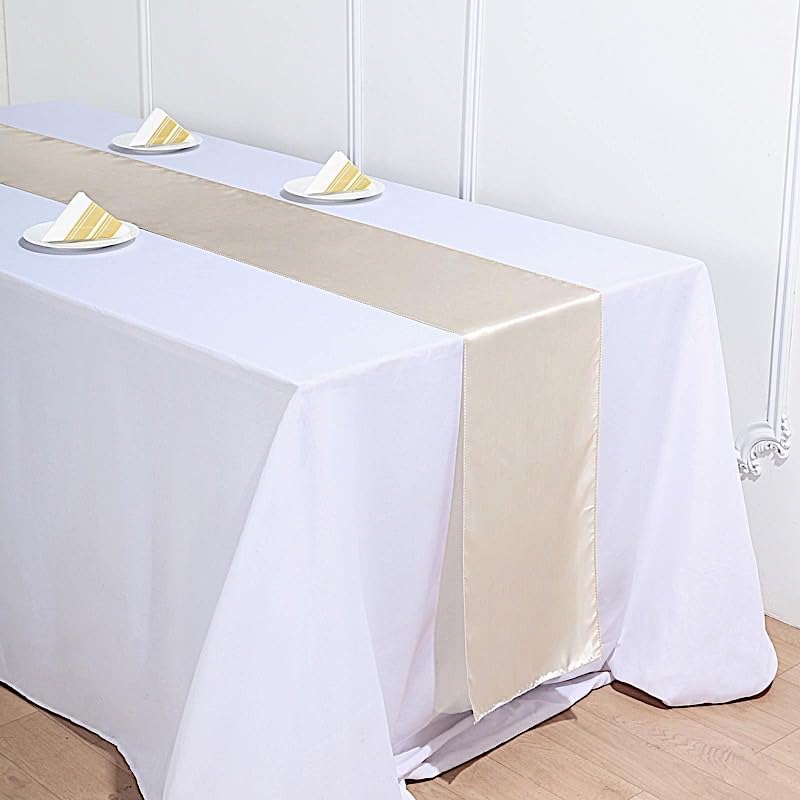 10 pcs 12 x 108 inch Beige Satin Table Runners - Wedding Table Top