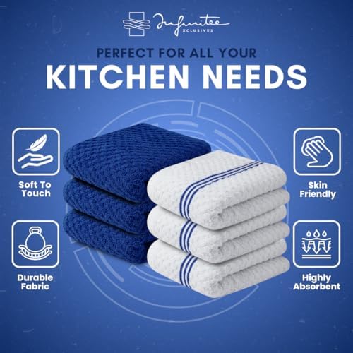 Infinitee Xclusives Kitchen Towels Bundle - Pack of 6 Grey + Pack of 6