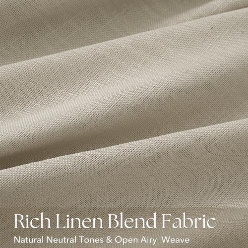Greige Taupe Linen Pinch Pleated Curtains 84 Inch Length for Living