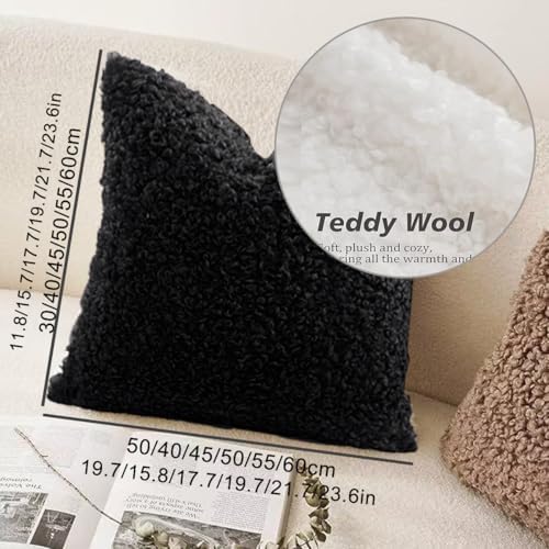Throw Pillow Covers Set of 2, Faux Wool Pillow Covers 18x18 for Living