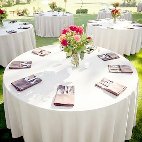 Pesonlook 10 Pack Ivory Round Tablecloths 90 Inch, Polyester Round