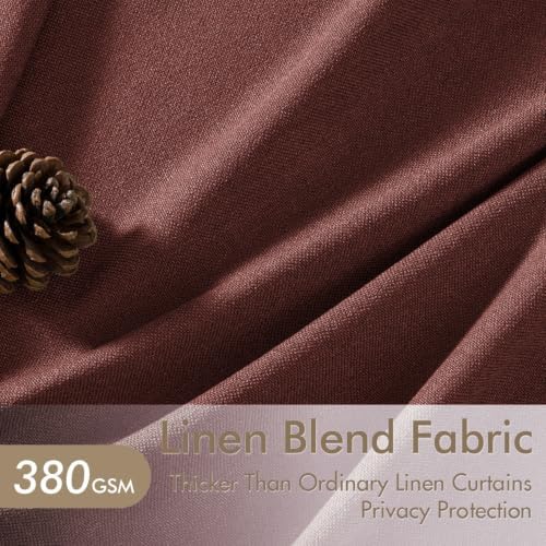 MIULEE Pinch Pleated Linen Curtains 40x96 Inch Chestnut Brown 4 Panels