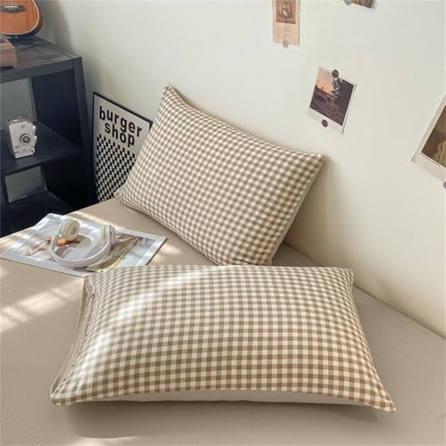 Nayoroom Gingham Duvet Cover Set King Brown Tan Plaid Checkered