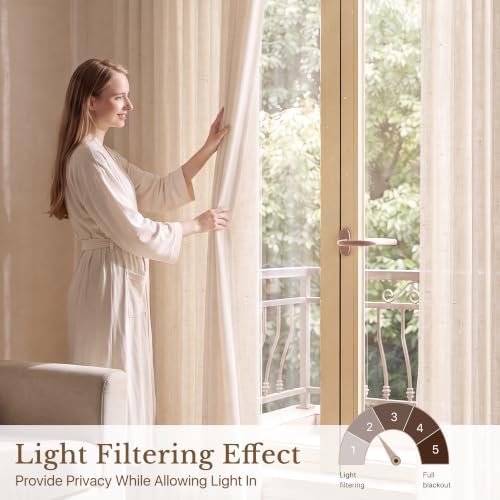 StangH Natural Beige Linen Textured Bedroom Curtains 84 inches, 2