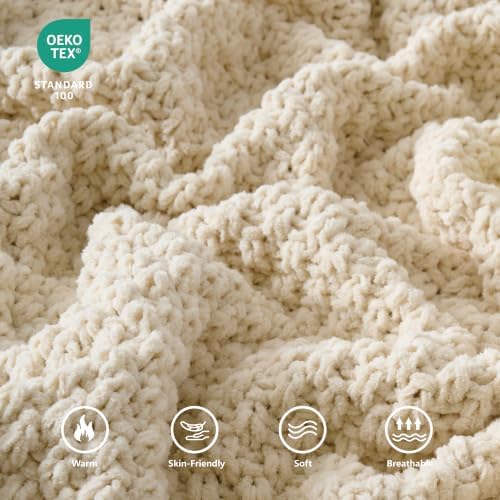 Chunky Chenille Knit Throw Blanket for Couch 60"x80"