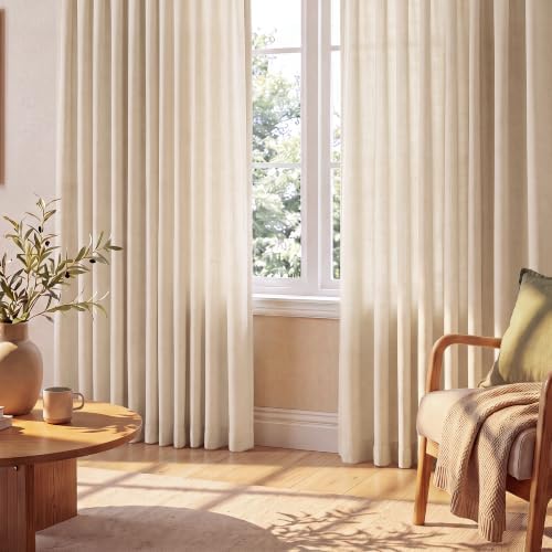 StangH Natural Beige Linen Textured Bedroom Curtains 84 inches, 2