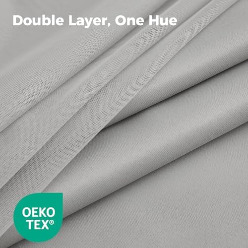 100% Blackout Curtains for Bedroom, Double Layer Grey 108" L