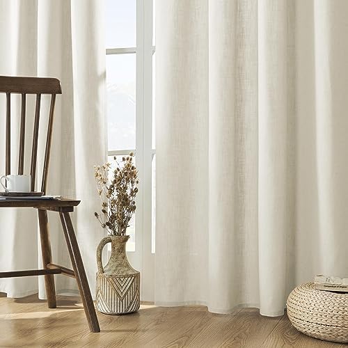 Joydeco Linen Curtains 2 Panel Set, Ivory on Linen Curtains 108 Inch