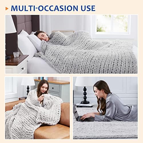 L'AGRATY Chunky Knit Throw Blanket for Couch, 50'' x 60'' Knit Throw