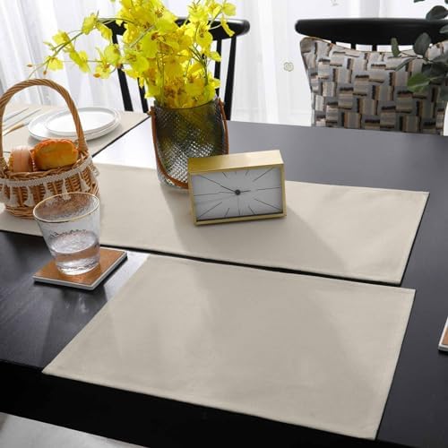 Beige Table Mats Set of 6 With Table Runner 90 Inches Long,Linen