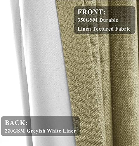 Fcosie Taos Taupe Blackout Curtains Linen Drapes 72" W x 96" L Pinch
