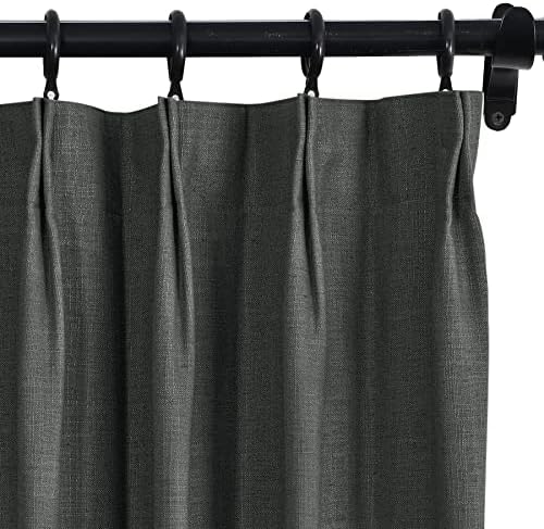 Fcosie 100% Blackout Linen Curtains 84 Inches Long Double Pinch