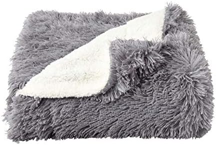 Lavish Home 60x70 Pewter Faux Fur Blanket - Long Pile Rabbit Sherpa