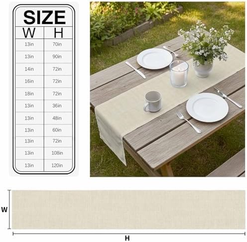 Beige Table Runner 72 Inch Long Dresser Scarves Cotton Linen