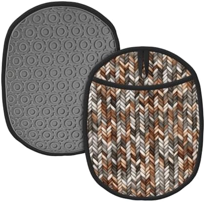 Cool Beige Interwoven Strokes Silicone Pot Holders,2pcs, Heat