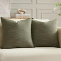 Meekio Set of 2 Linen Look Olive Green Pillow Covers 20x20, Decorative