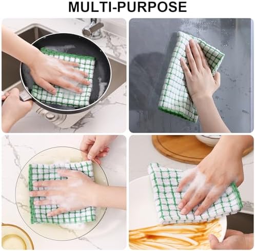 Kitinjoy Cotton 8 Pack Terry Kitchen Dish Cloths, 12 x 12 Inches Super
