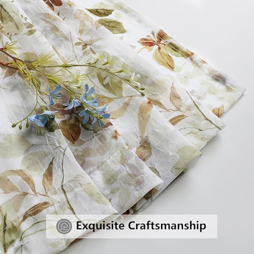 OWENIE Crushed Sheer Curtains 63 Inch Length 2 Panels Set, Sheer