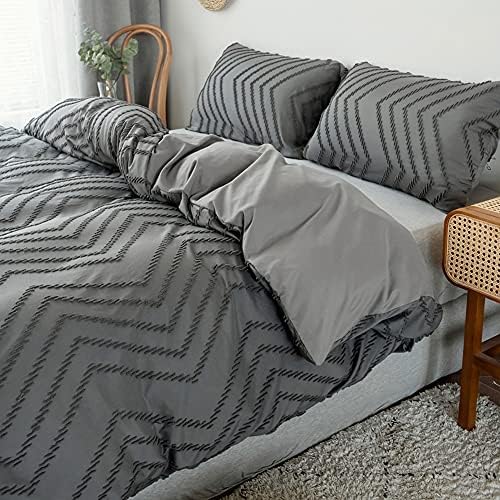 vctops Boho Wave Tufted Duvet Cover Set 3 Pieces Full Size Soft