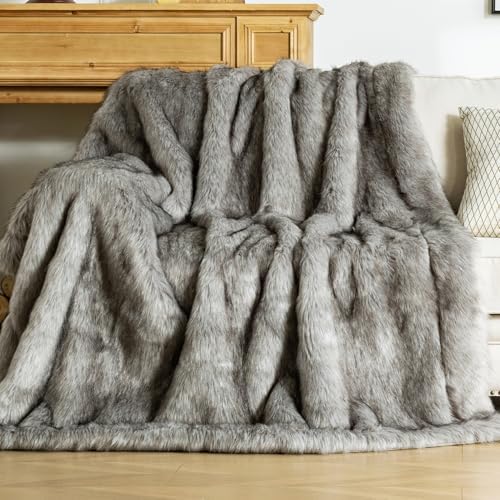 OMERAI Faux Fur Blanket, Ultra Soft Luxury Fuzzy Throw Blanket, Long