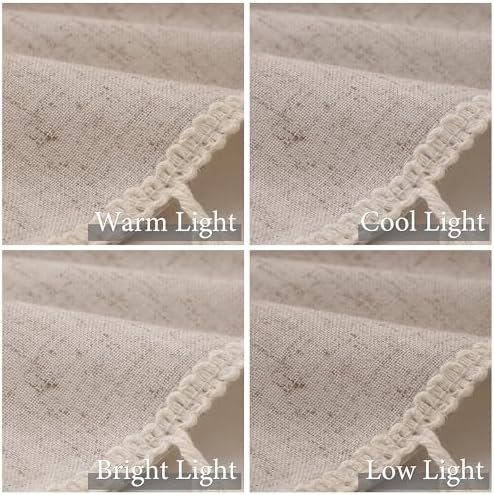 Oatmeal Beige Boho Curtains 84 Inches Long for Bedroom 2 Panels Chic