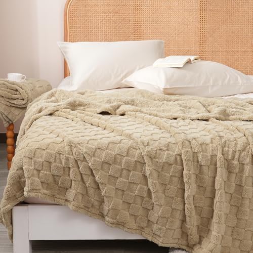 David's Home Fleece Blanket King Size, Lightweight Soft Checkered