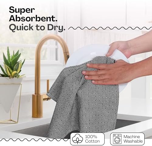 Multi Color Kitchen Towels 12 Pack, 100% Cotton, Diamond Weave Towel