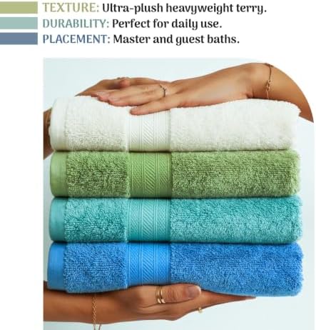 SUPERIOR Atlas Cotton 12 Piece Towel Set, Luxury Towels, Heavyweight