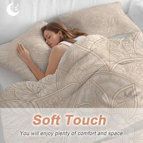Beige Flowers Bedding Duvet Cover Queen Size - 1 Quilt Cover 90x90