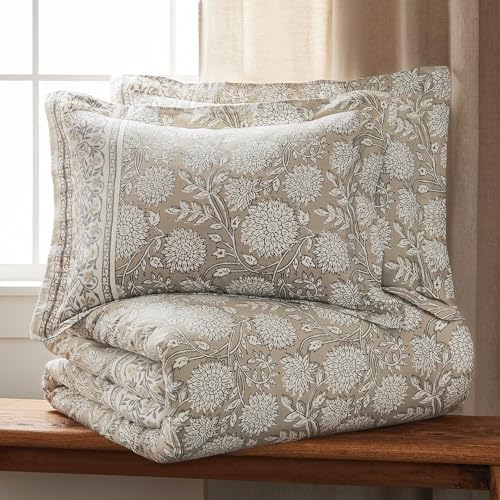 Levtex Home Adare Taupe Reversible Queen Duvet Cover Set (90x94in)