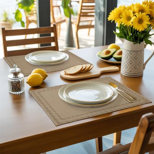 Placemat Set of 8 Minimalist Tan Dining Table Placemats Modern Natural