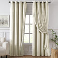 100% Blackout Curtains for Bedroom, Double Layer Beige 108" L
