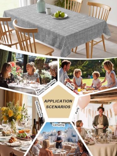 Linen Texture Rectangle Tablecloth 60 x 120 Inches Boho Farmhouse