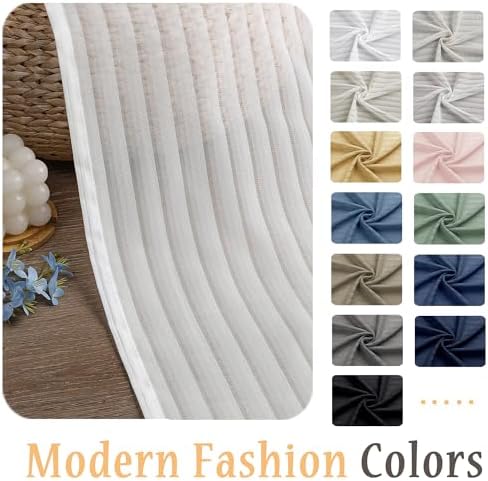OWENIE Ivory Sheer Curtains - 108 Inches Long 2 Panels Set for Living