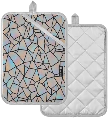 Colorful Gray Heat Resistant Pot Holders Set, Quilted Hot Pads with