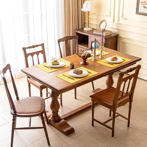 KXN Placemats Set of 6, Durable Dual-Layer Fabric Table Mats, Yellow