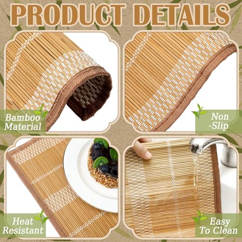 Pickmesh Bamboo Table Mats Set of 8, 18'' x 12'' Bamboo Table Mats