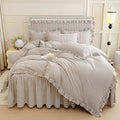 mixinni Tan Gingham Ruffle Duvet Cover Twin XL Size 3 Pieces – 100%