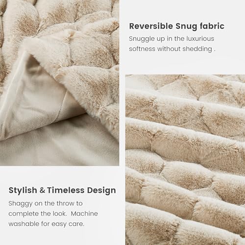 Home Soft Things Jacquard Rabbit Faux Fur Throw Blanket, 50"x60"