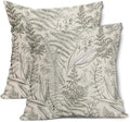 Olive Green Leaf Plant Pillow Covers 20X20 Inch Herbs Botanical Fern